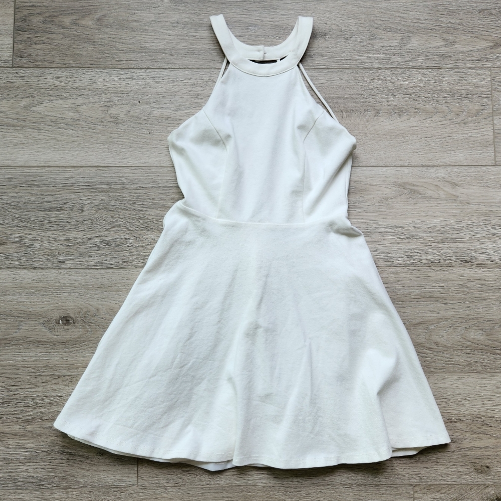 Lulu's Delightful Surprise Ivory White Halter Dress Womens Small Skater Nwot